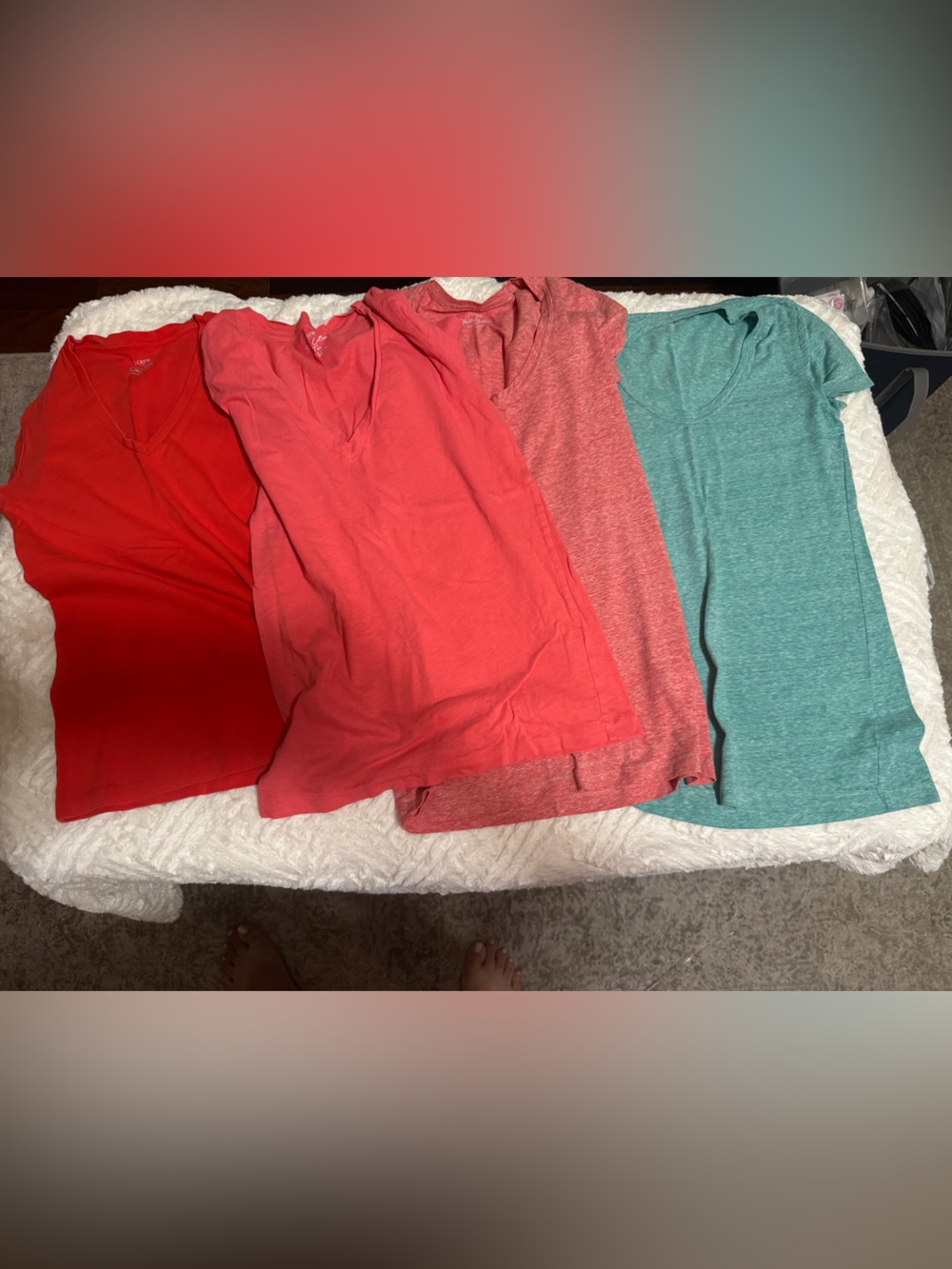 J. Crew Coral Slub Cotton V-Neck Tee